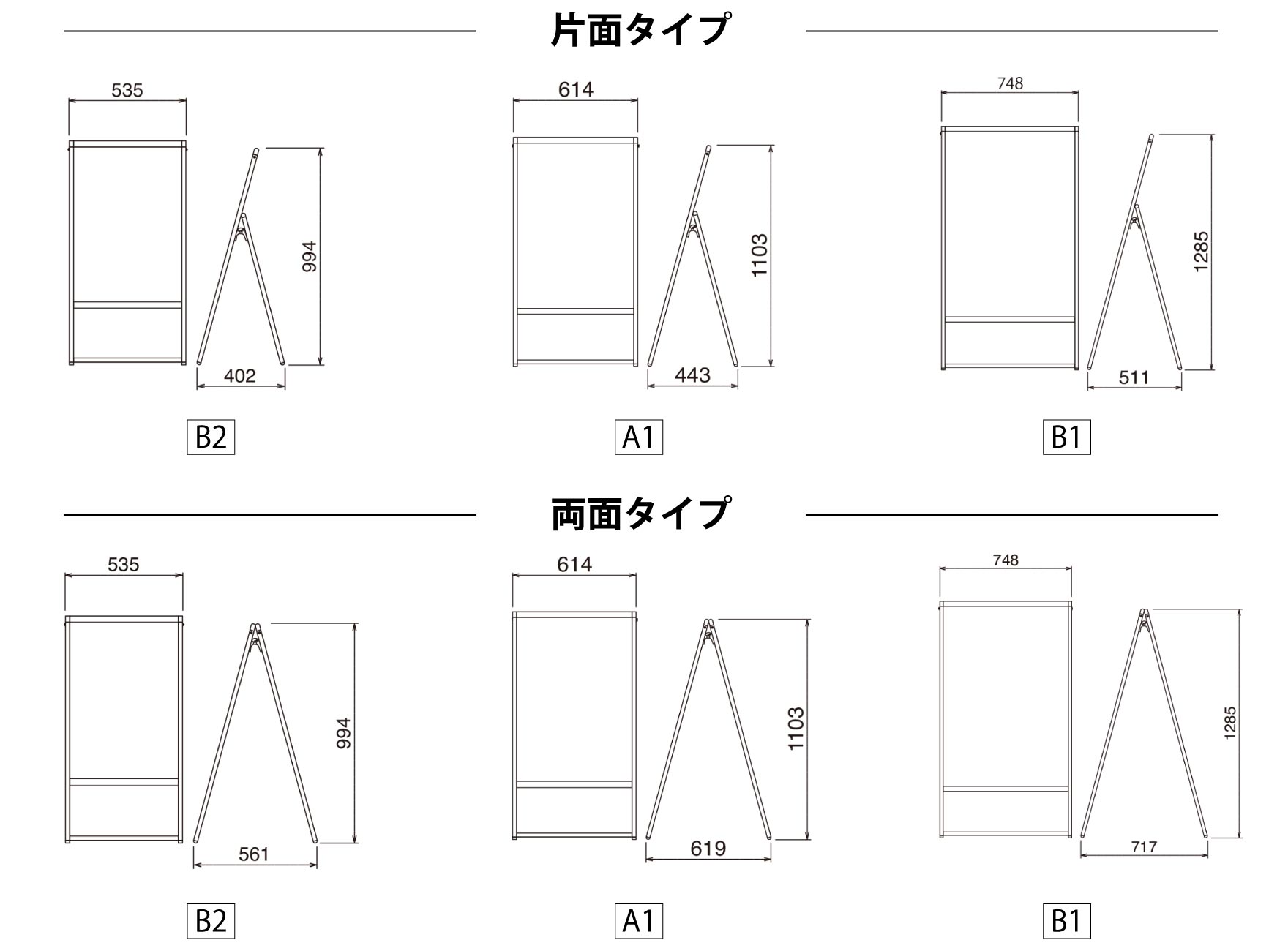 A型ポスタースタンド 商品タイプ