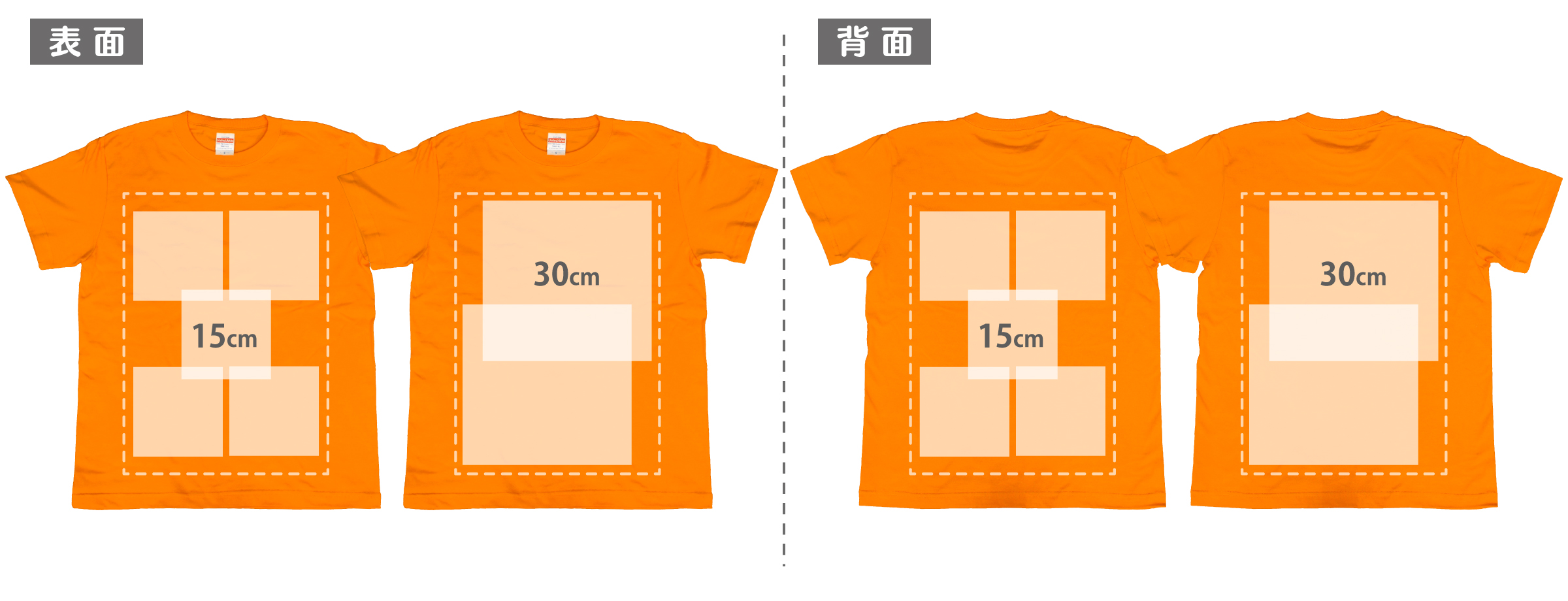 オリジナルTシャツ 印刷範囲