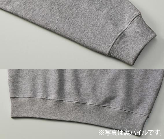 スウェット 裾口のリブと身頃のシームライン