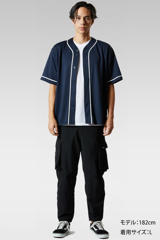 ベースボールシャツ 着用例 モデル182cm