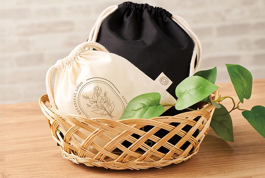 オーガニックコットン巾着 特徴(フルカラー印刷OK)